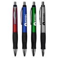 Union Printed "Impact" Colored Barrels Click Pen w/ Black Rubber Grip